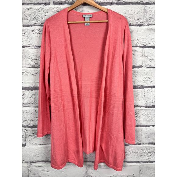 Catherines Women 1X Minimalist Staple Modest Career Office Coastal Knit Cardigan - Picture 3 of 10